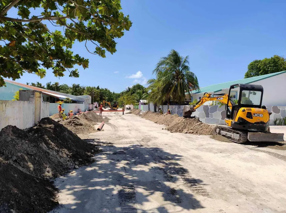 Road works under way, June 2021